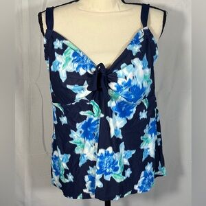 Beach House Navy Blue Plus Size Swim Swimsuit Tankini, 18W